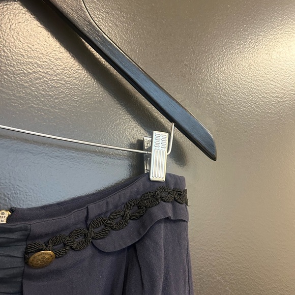 “Girls from Savoy” 10 (Anthropologie) Navy Blue Skirt with gold button nautical - Picture 7 of 16